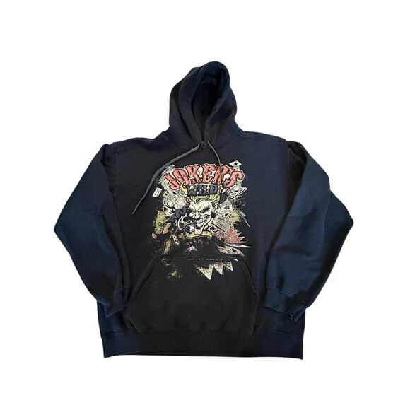 VTG Joker’s Wild Graphic Gildan Retro Hoodie Size L DCComics Y2KStreetwear - Picture 1 of 7